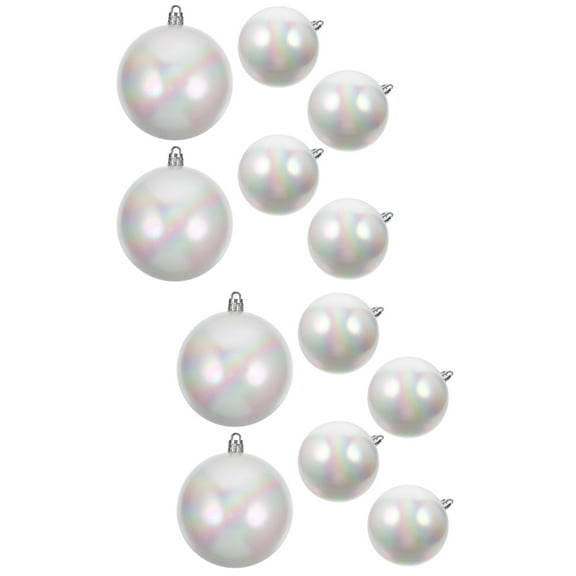 RENACLIPY White Plastic Christmas Iridescent Ornaments for Home Xmas Tree Decoration 12 Pieces Holiday Decor