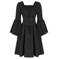 thumbnail image 4 of Clothing Female Princess Female Bell Sleeve Dress Female Retro Palace Peasant Gothic Ball Dress-Blue-L, 4 of 7