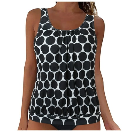 GEWSEY Womens Tummy Control Tankini Swimsuits Beach Blouson Swim Suits with Shorts Vacation Bathing Suit Swimwear Black  XXXXXL