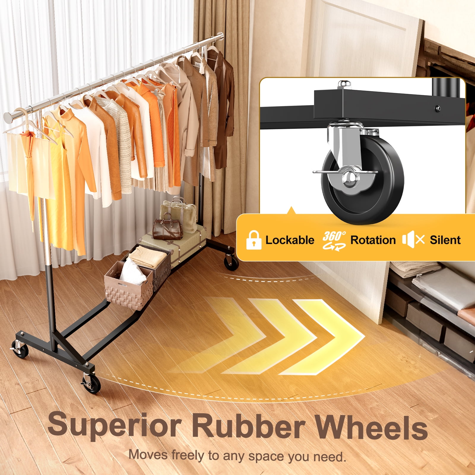 HOKEEPER Heavy Duty Clothing Rack with Cover 450 lbs Capacity