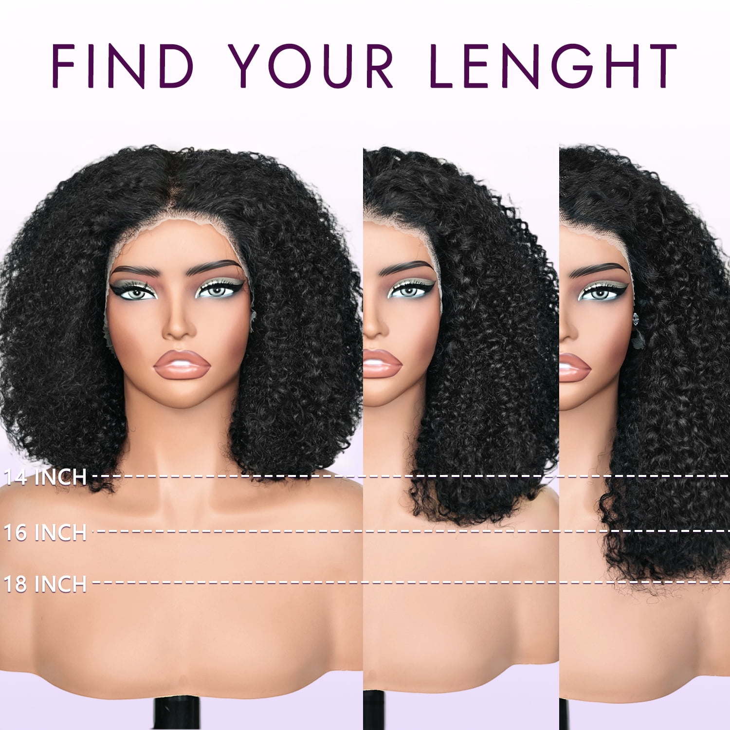 UREMY Kinkycurly Wig Human Hair 13x4 HD Lace Front Wigs Brazilian Virgin Human Hair Pre Plucked Curly Wigs for Black Women 180 Density Natural Color 18 Inch