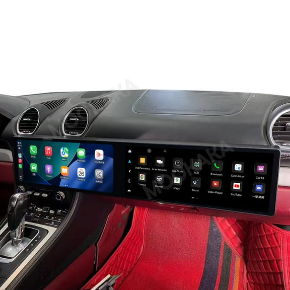 MOOKAKA Dual 12.3 inch Carplay Screen/Radio/Multimedia Player for Porsche 718/Boxster 2016-2023 Models Universal Car Navigation/GPS Upgrade Headunit Android Display 1080P Touch Screen Replace System