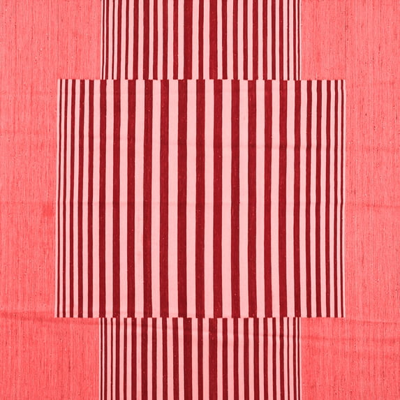 Ahgly Company Indoor Square Abstract Red Contemporary Area Rugs, 5' Square