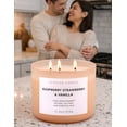 thumbnail image 3 of Raspberry Strawberry Vanilla 3-Wick Scented Soy Candle 15.8 oz | Large Sweet Berry Vanilla Scented Candle for Home | Relaxing Aromatherapy Candle | Strong Throw & Long Lasting, 3 of 3