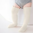 thumbnail image 4 of ZQUUVOU Baby Toddler Knee High Socks Ruffle Long Tube Socks Non Slip Grip Socks Cotton Breathable Floor Crawling Stockings Beige, 4 of 5