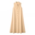 thumbnail image 7 of Uscallm Women's Collared Sleeveless Button Down Maxi Dresses Flowy Casual Long Boho Beach Vacation Sundresses, Khaki L, 7 of 7
