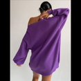 thumbnail image 4 of Suéteres Tipo Cárdigan para Mujer, de Otoño, con Frente Abierto, Botones Extragrandes, Cuello en V, Prendas de Punto Suaves y Sueltas Púrpura L, 4 of 6