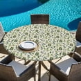 thumbnail image 6 of Green Leaves Round Tablecloth, Fitted Table Cover with Elastic for 55"-60" Round Tables, Pastoral Rustic Botanical Plant Beige Table Cloth Outdoor Indoor Dinning Party Waterproof Tablecloths, 6 of 7
