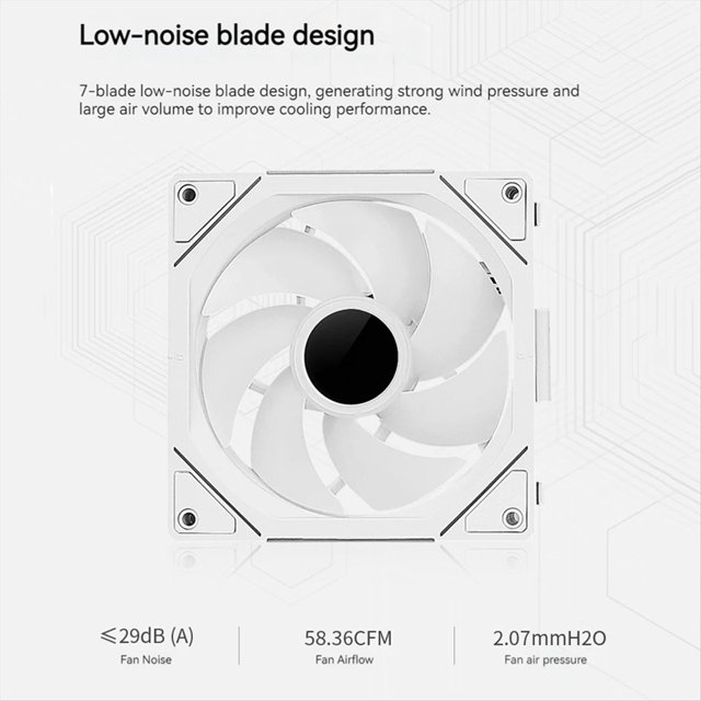 -1 Ventilador de RefrigeracióN para Carcasa PC ARGB Efecto Luz de Espejo 800-2000 RPM PWM RefrigeracióN por Agua Ventilador Enfriador de 120 mm Negro Hacia Adelante