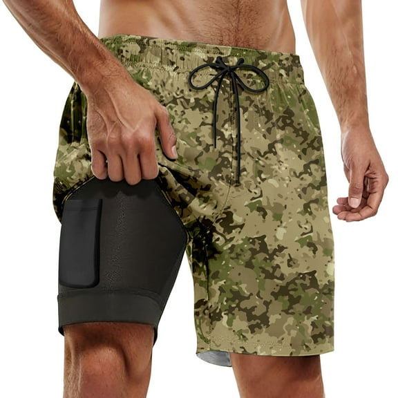 Youmylove Men's Shorts Vintage Mens Swim Trunks With Compresssion Liner Summer Casual Camo Swim Shorts Quick Dry Bathing Board Shorts Fashion Stretch Shorts