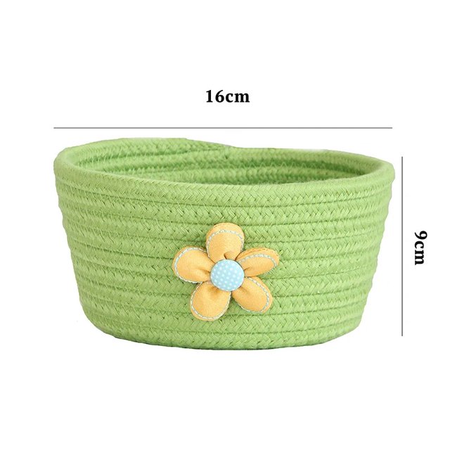 Cesta de almacenamiento de cuerda de algodón para niños, 1 piezas, 16x9CM, cestas de lavandería tejidas a mano, organizador de escritorio, animales de dibujos animados, estilo nórdico