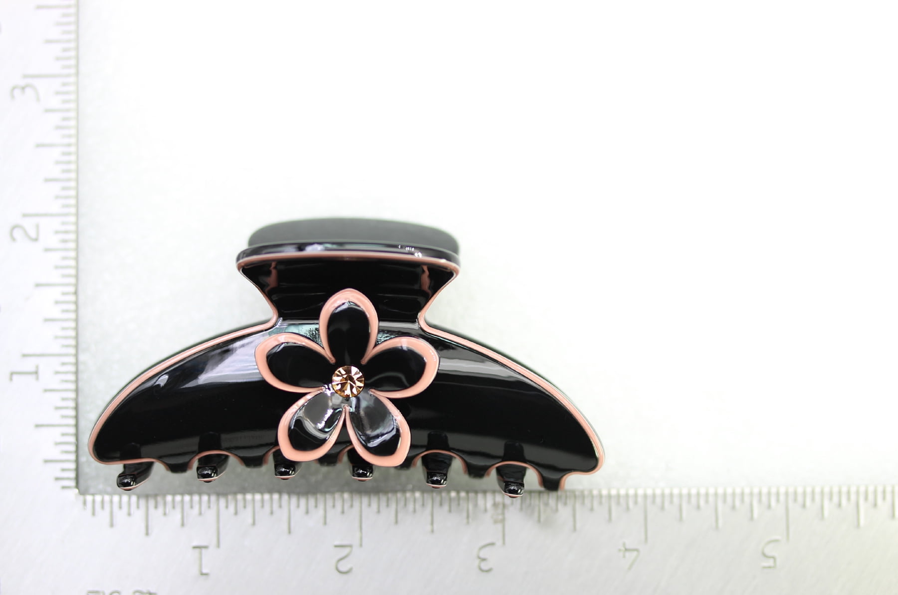 Faship Premium Rhinestone  Crystal Black Pink Cellulose Acetate Floral Art Deco Hair Claws Clips