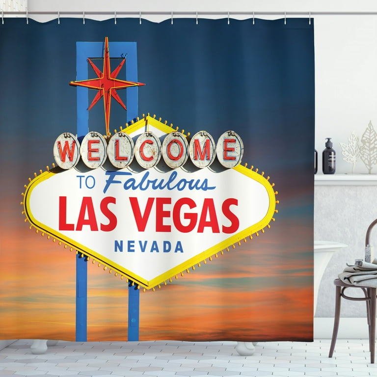 USA Shower Curtain, Welcome to Fabulous Las Vegas Nevada Sign Detailed  Picture Traveler Urban Road Design, Fabric Bathroom Set with Hooks, 69W X  84L Inches Extra Long, Multicolor, by Ambesonne 