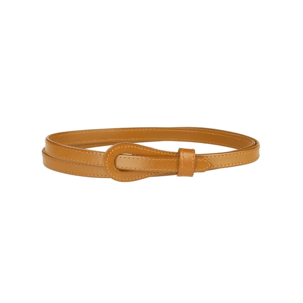 Cinturón delgado de cuero sintético INSPIRE CHIC para mujeres, jeans, pantalones de vestido, cinturones de cintura delgada de 0.55 pulgadas de ancho, naranja y marrón