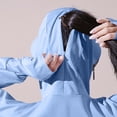thumbnail image 4 of aohooy Women Zip Front Scrub Jacket Summer Casual Soft Ice Silk Anti-UV Shirt Hooded Jackets Sun Protection Long Sleeve Shawl Quick Drying Sweatshirt Blue,Free Size, 4 of 7
