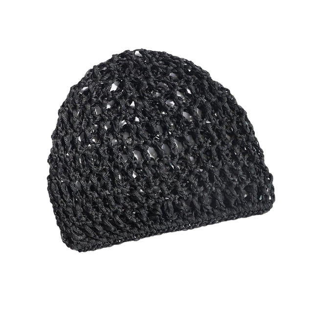 GUOOL Mesh Crochet Hair Net Curls Hair Wrap Lightweight Soft Elastic Crocheted Cap Black