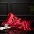 thumbnail image 2 of DISANGNI 100% Mulberry Silk Silk Pillowcase, Used for Hair and Skin, Envelope Type, Silk on one Side and Tencel on The Other Side, 1pc (Red Wine, 1 pc King Size 20"36"), 2 of 7