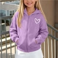 thumbnail image 2 of BLVB Boys Girls Zip up Hoodies Teen Full-Zip Heart Graphic Sweatshirts Jacket Casual Fall Outwear with Pocket(Purple,5-6 Years), 2 of 8