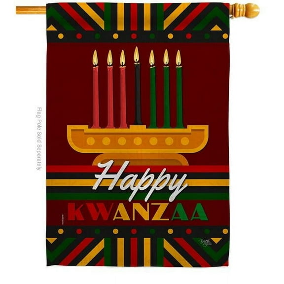Breeze Decor H114233-BO Happy Kwanzaa House Flag Winter 28 x 40 in. Double-Sided Decorative Vertical Flags for Decoration Banner Garden Yard Gift