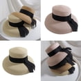 thumbnail image 2 of Chic Straw Hat Packable Cap Embellished with Textured Ribbon Travel Companion Reduce UV Harm Prevent, 2 of 8