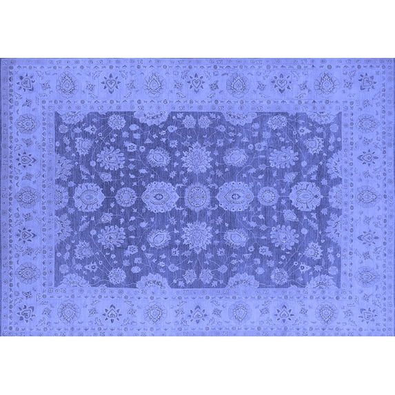 Ahgly Company Machine Washable Indoor Rectangle Oriental Blue Traditional Area Rugs, 7' x 10'