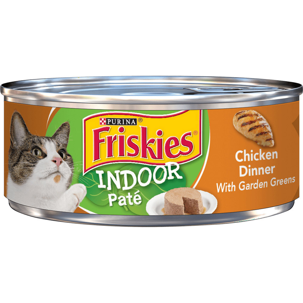 Friskies Indoor Pate Wet Cat Food, Indoor Chicken Dinner With Garden Greens, 5.5 oz. Can