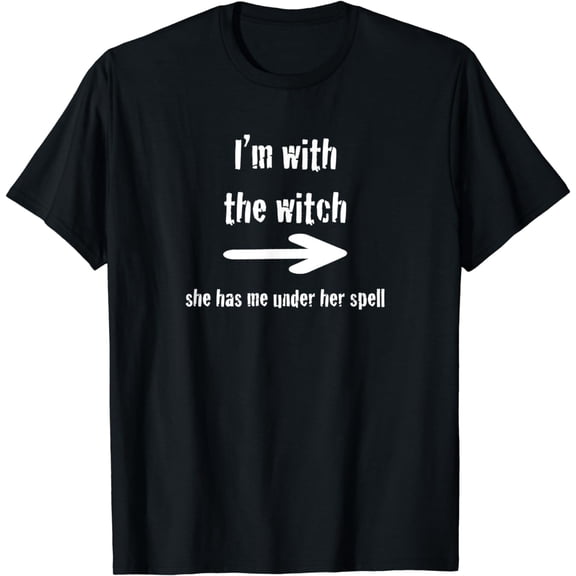 Halloween Couple Costume Guys Shirt I'm With The Witch Point T-Shirt