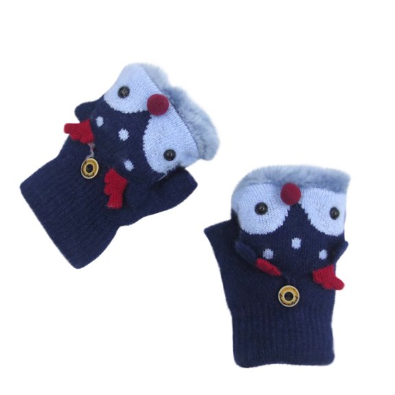 Wmkox8yii Winter Plus Velvet Thick Gloves For 3-7 Years Old Children Cartoon Flip Cover Fingerless Warm Gloves