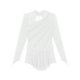 thumbnail image 5 of Yartina Women's Long Sleeve Figure Ice Skating Dress Mesh Rhinestone Roller Skating Lyrical Dance White XL, 5 of 7