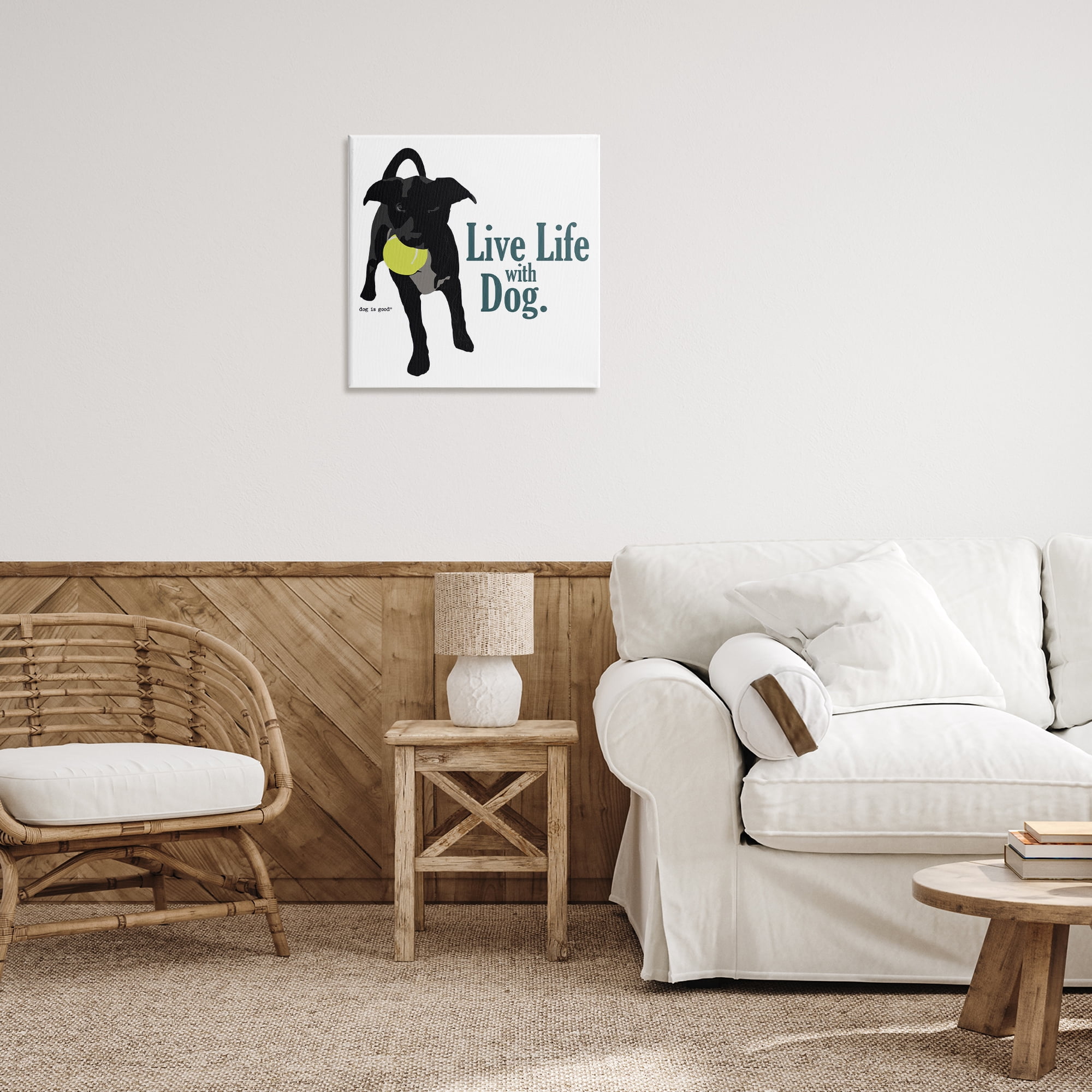 Stupell Industries Live Life with Dog Animals Painting Wrapped Canvas Art Print Wall Art, 24 x 24