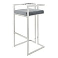 thumbnail image 4 of Weston Home Eivril Velvet Upholstered Bar Height Stools in Chrome Metal, Set of 2, Blue Steel Velvet, 4 of 8