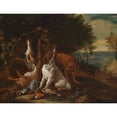 thumbnail image 2 of Adriaen de Gryef 18x15 Black Ornate Wood Framed Double Matted Museum Art Print Titled - Landscape with Hunting Still Life, 2 of 5