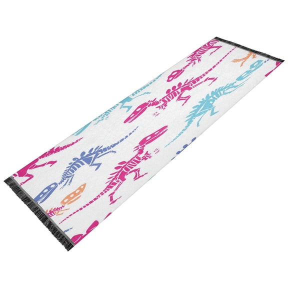 Vintage Modern Runner Rug,Non Slip Machine Washable 72"x23.5" Polyester Material Pet-Friendly Durable,Applicable to Entryway Rug Living Room Rug Colorful Dinosaur Skeleton