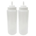 thumbnail image 2 of 2 Large Wide Mouth Squeeze Bottle Clear Condiment Dispenser Dressing Sauce 32 Oz, 2 of 5