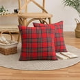 thumbnail image 4 of 2 Pack Christmas Plaid Decorative Throw Pillow Covers Scottish Tartan Cushion Case for Farmhouse Home Holiday Decor Red and Green, 18 x 18 Inches - A, 4 of 6