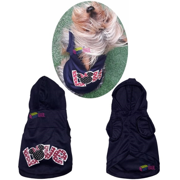 Jersey con capucha para perro o gato Mi Baúl Azul Marino Talla 0