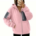 thumbnail image 5 of HomeDM Sweatshirt for Women Long Sleeve Full-Zip Hooded with Pocket Color Block Casual Outerwear, 5 of 8