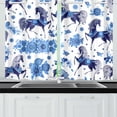 thumbnail image 2 of MKHERT Horse Blue Flower Window Curtains Kitchen Curtain Room Bedroom Drapes Curtains 26x39 inch, 2 Piece, 2 of 3