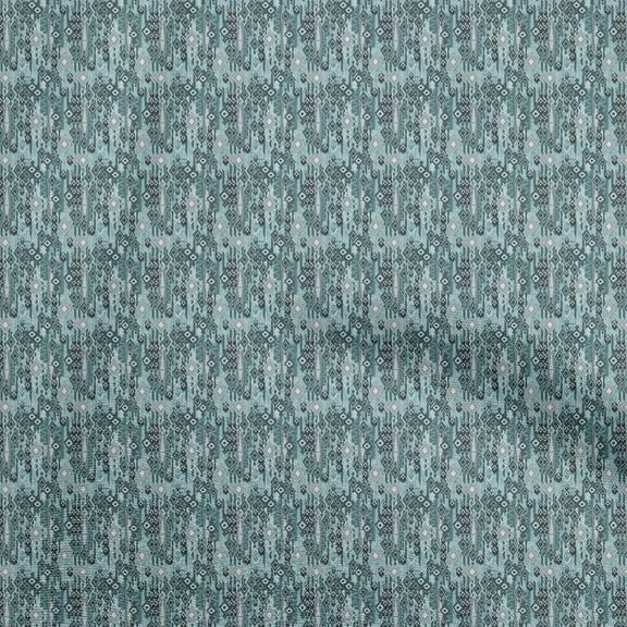 oneOone Polyester Spandex Sea Green Fabric Asian Kilim Dress Material Fabric Print Fabric By The Yard 56 Inch Wide