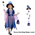 thumbnail image 4 of Disfraz de bruja morada para niñas, disfraz de Halloween, cosplay, Purim, carnaval, fiesta, vestido de princesa para niñas pequeñas, vestido de fiesta, 4 of 5