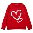 thumbnail image 3 of UACY Girls Preppy Heart Sweatshirts Cute Oversized Pullover Kid Valentines Day Graphic Crewneck Athletic Sweaters with Pocket ﻿ (Red, 13-14 Years), 3 of 8