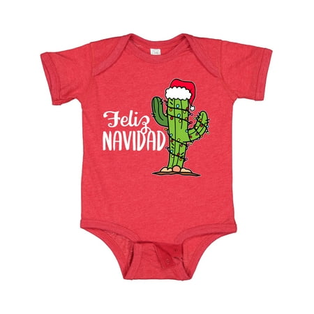 

Inktastic Feliz Navidad Christmas Cactus in Santa Hat Gift Baby Boy or Baby Girl Bodysuit
