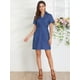 thumbnail image 3 of Vestido Camisero Liso De Cambray Con Cuello Vuelto Y Bolsillos Para Mujer Azul M, 3 of 6