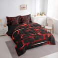 thumbnail image 3 of Feelyou Pixelate Miner Game Twin Bedding Sets 7-Piece, Neon Futuristic Honeycomb Bedding Comforter Set, Gamepad Camo Black Red Reversible Sheet Sets, Breathable Home Decor, 3 of 7