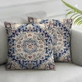 thumbnail image 3 of BANET Blue Boho Style Throw Pillow Cover Ethnic Design Pattern  Persian Carpet Tribal Pattern Throw Pillow Case Cushion Cover Home Office Decorative Square 18x18in, 3 of 7