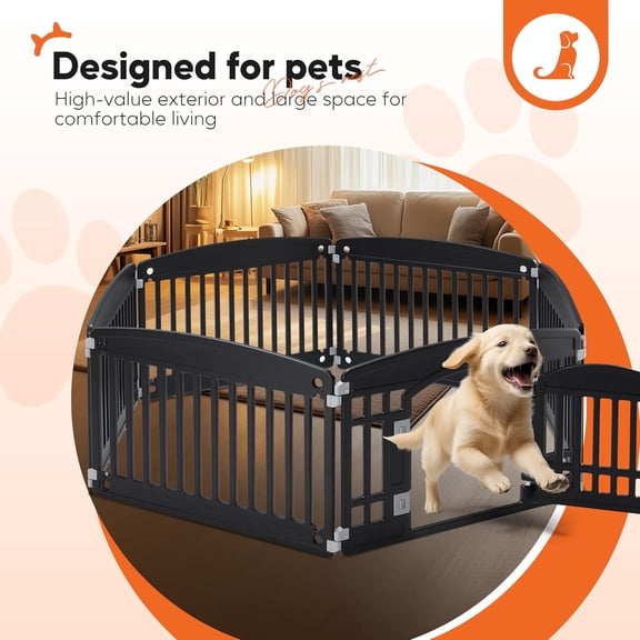 6 Panel 24 Inch Plastic Dog Playpen Foldable Portable Pet Fence for Small Medium Dogs Indoor Outdoor Use