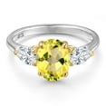 thumbnail image 3 of Gem Stone King 925 Silver and 10K Yellow Gold Canary Mystic Topaz and White Zirconia Engagement Ring for Women | 2.78 Cttw | Oval 9X7MM | Gemstone November Birthstone | Size 7, 3 of 6