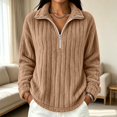 thumbnail image 2 of Fewfanhot Womens Fall Outfits Fall Winter Quarter Zip Ribbed Cable Long Sleeve Soft Comfy Tops Sweaters Fashion Clothing, 2 of 7
