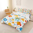 thumbnail image 3 of Castle Fairy Cartoon Tropical Fish Tile Bedding,Wave Shell Starfish White Seamless Pattern Duvet Cover Full,Blue Orange,Reversible,3pcs,No Comforter,1 Duvet Cover and 2 Pillowcases, 3 of 6