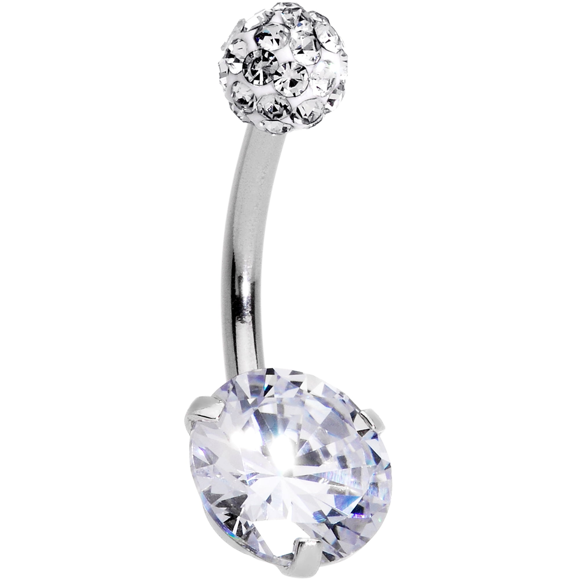 Body Candy 14G Steel Navel Ring Piercing Clear Accent Days of Disco Belly Button Ring 7/16” 11mm